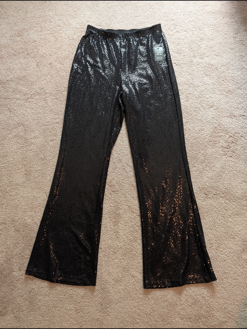 Express Black Sequin Flare Pants